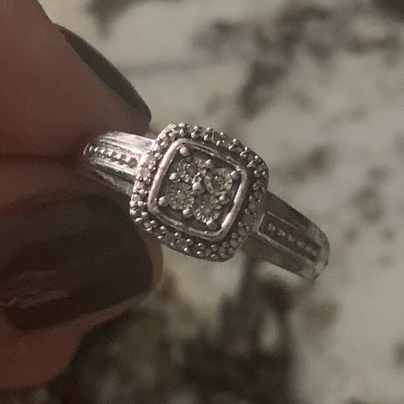 Diamond Halo Ring, Sterling Silver Stamped 925, (1/10 ct. t.w.), Approx. Size 8 - Picture 3 of 8